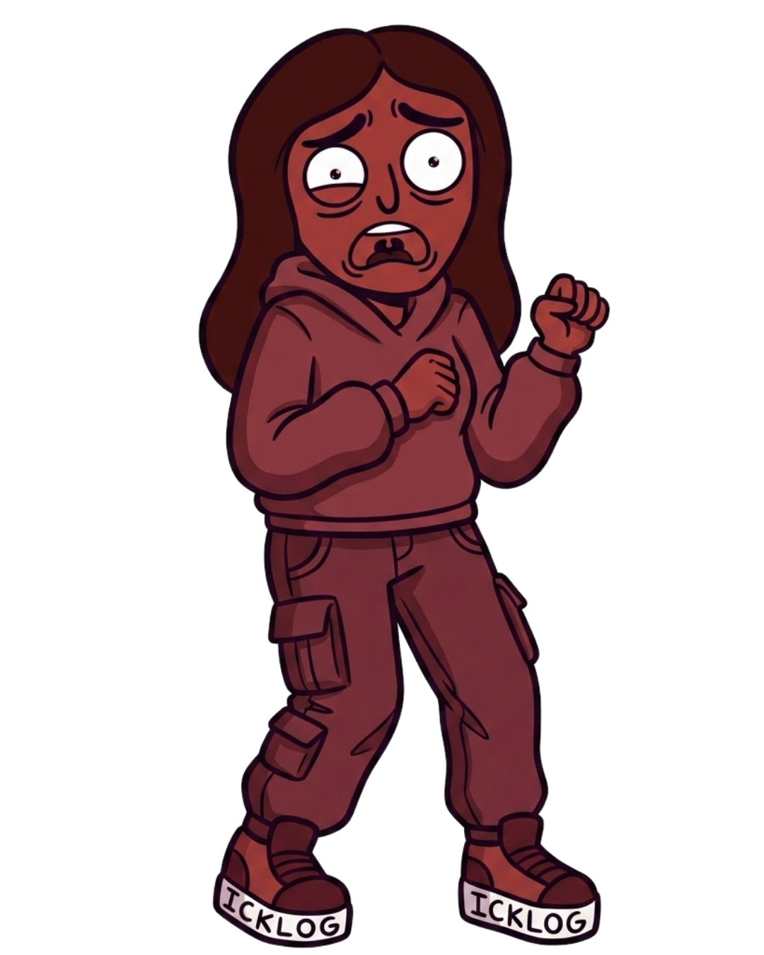 Red Ick Log mascot alarmed, representing the Red Flag tag